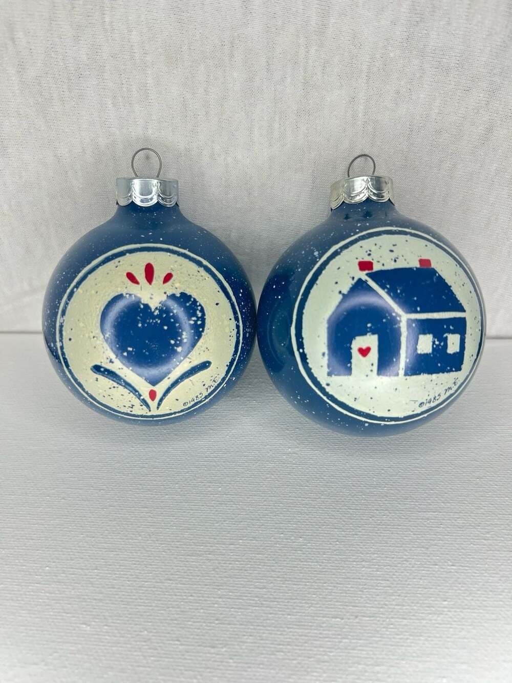 Hallmark Mary Emmerling Christmas In The Country Glass Ball Ornaments Set of 2